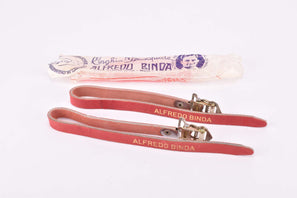 NOS Red Bianchi Dino Alfredo Binda Leather toe clip straps