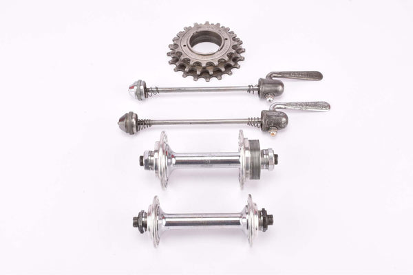 Gnutti 3-piece low flange aluminum and chromed steel Hub set in 36 holes with freewheel and quick releases from the 1940s