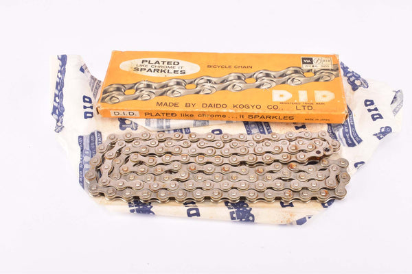 NOS/NIB D.I.D. "plated like chrome it sparkes" 1/2″ x 3/32″ 5-6-7-speed chain with 116 links from the 1980s