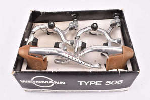 NOS/NIB Weinman Type 506 (500A) Caliper Brake Set with quick release  and  drilled Brake Lever with brown hoods (#144-1)  from the 1980s