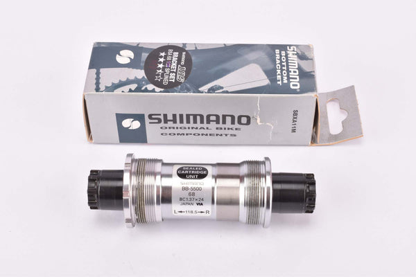 Shimano 105 #BB-5500 sealed cartridge Octalink Bottom Bracket in 118.5 mm for triple crankset with english thread from 2002 - new bike take off