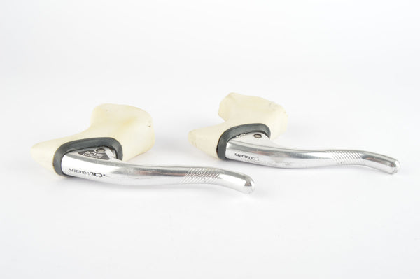 Shimano 105 #BL-1051 aero brake lever set with white hoods from the late 1980s