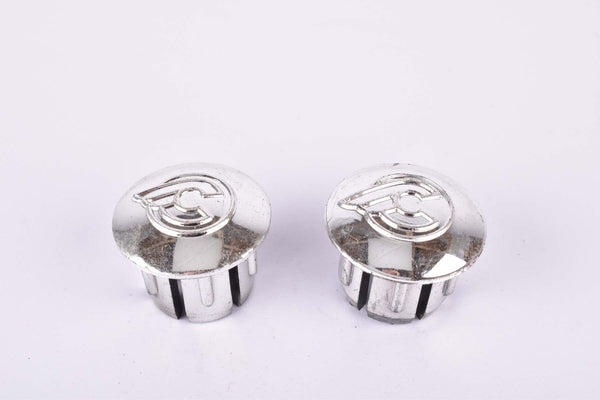 Silver Cinelli winged logo handlebar end plugs