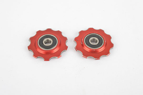 Red anodized aluminium jockey wheel / pulley set