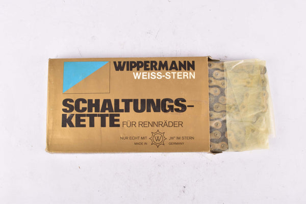 NOS/NIB 5-speed / 6-speed Wippermann Weiss-Stern (White  Star) Schaltungskette Nr. #117 golden Chain in 1/2" x 3/32" with 116 links